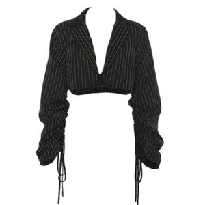 Cropped Pinstripe Blazer
